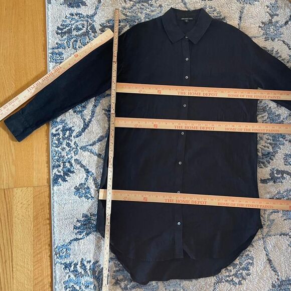 James Perse 100% Linen‎ Black Shirt Dress Button Up Minimalist Resortwear Size 2 - Picture 8 of 8